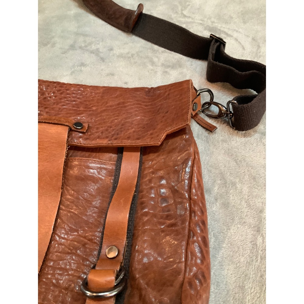 Marco Buggiani Brown Leather Messenger Bag Made in Italy Crossbody Cognac - Picture 11 of 11
